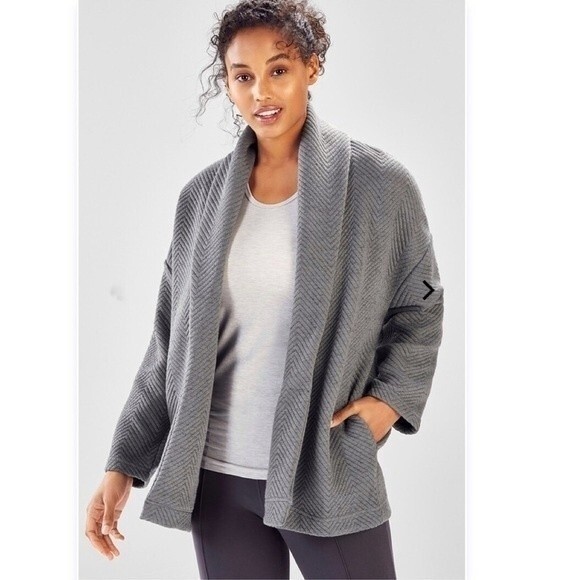 Fabletics Vanessa Quilted Cardigan Mid Gray XL - Picture 1 of 8